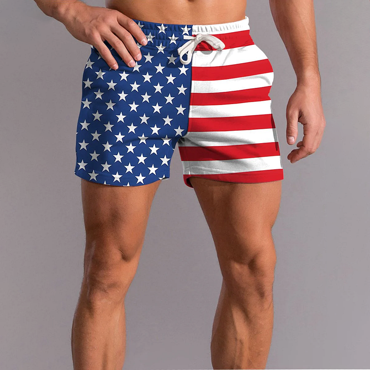 BrosWear Men's American Flag Independence Day Shorts