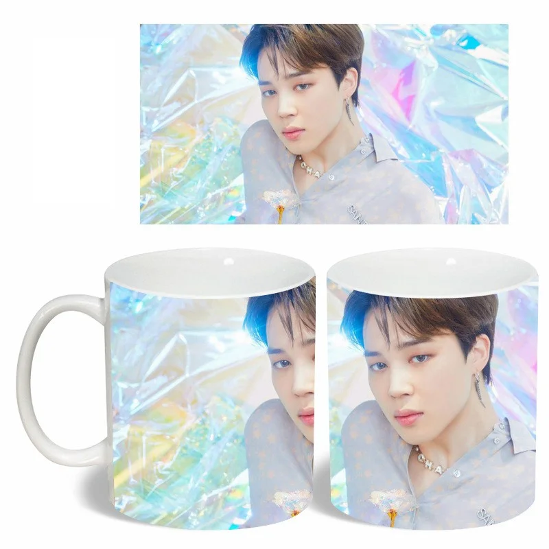 BTS Coffee Mugs A.R.M.Y Heat Sensitive Color Changing Cup,12 oz Black and White New Arrival
