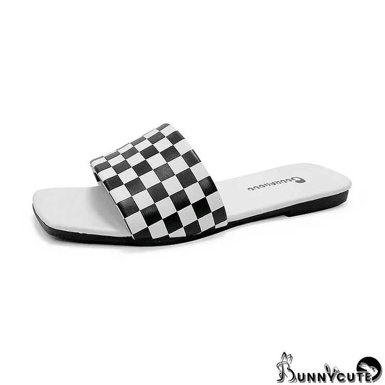 Large size women's shoes summer women's casual fashion checkerboard sandals women's slippers women's plaid flip flops
