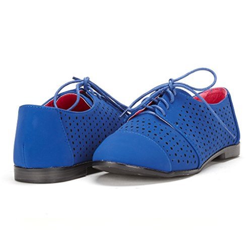 Royal Blue Suede Women's Oxfords Hollow out Comfortable Flats Shoes |FSJ Shoes