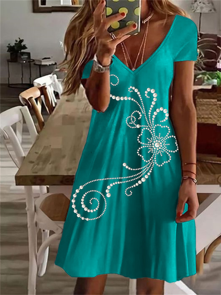 Crushed 'Art' V-Neck Dress