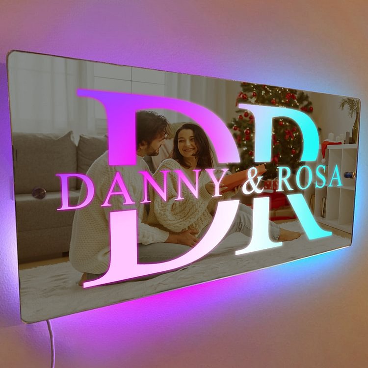 Personalized Mirror Light Custom 2 Letters & Text Mirror Wall Decorations Couple Gifts