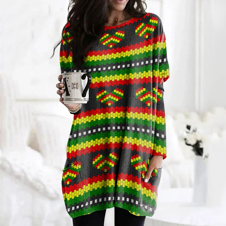 Black Pride Casual Long Sleeve Tunic