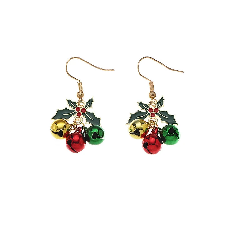 Colorful Bells And Leaves Christmas Earrings