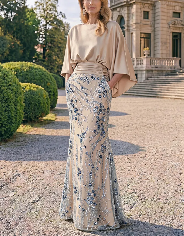 midi satin dresses for women Plus Size Ruched Dress With High Slit SAFARI / 1X the Lorena Midi Dress winter wedding Long Sleeve Maternity Gown Color:Light Green Print