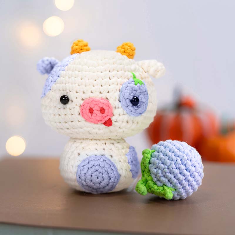 Mewaii Crochet Cow Blueberry Kits Original Designed For Beginners with Easy  Peasy Yarn