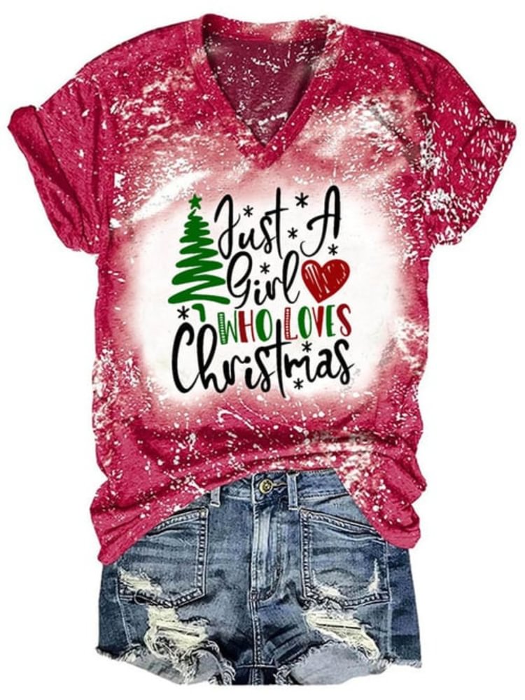 Vefave Just A Girl Who Loves Christmas Print T Shirt
