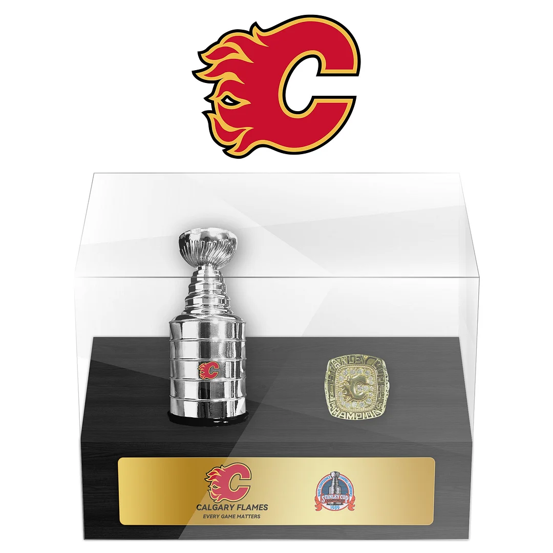 Calgary Flames NHL Trophy And Ring Display Case