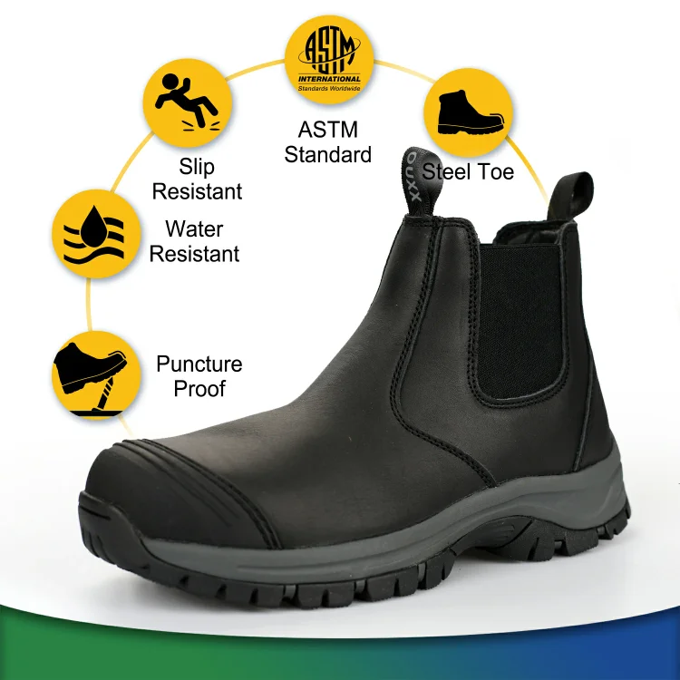 OUXX Men & Women Steel Toe Waterproof Kevlar Puncture Resistant Slip On ASTM F2413 EH Work Boots -  Older In Fashion
