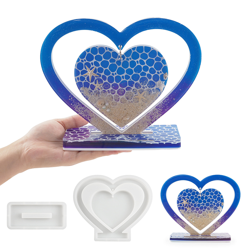 CrazyMold's Heart Shaped Flower Relief Decoration Resin Mold