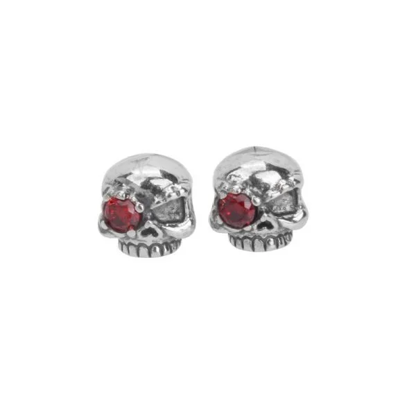 Sterling Silver Garnet Skull Earrings