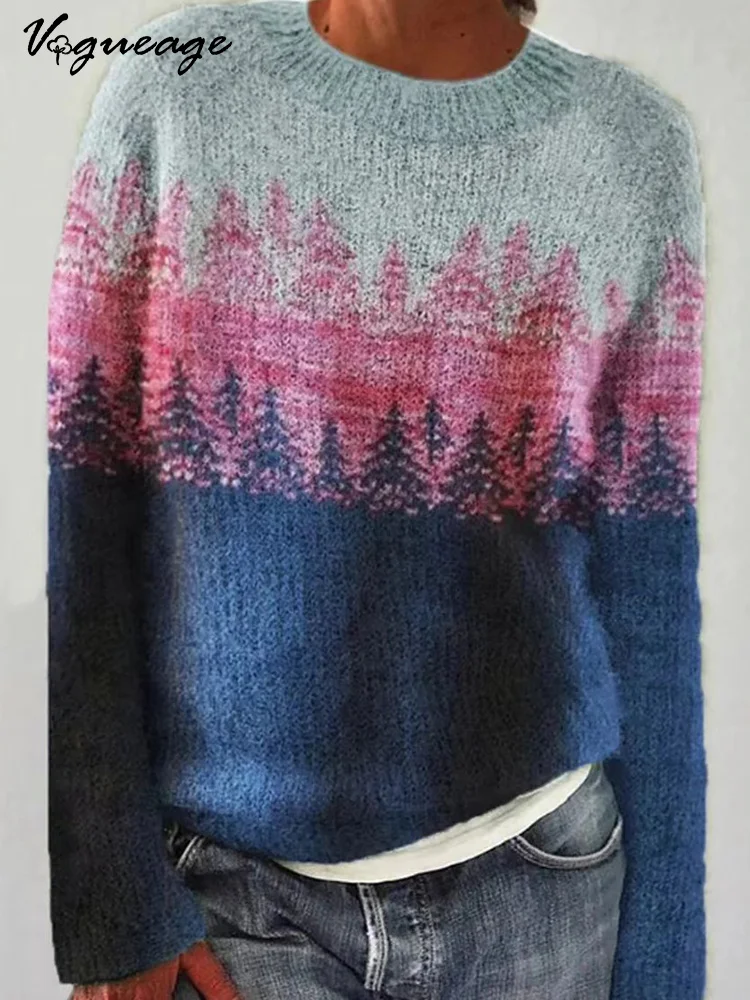 Fashionable Patchwork Casual Soft Long-Sleeved Knitted Sweater