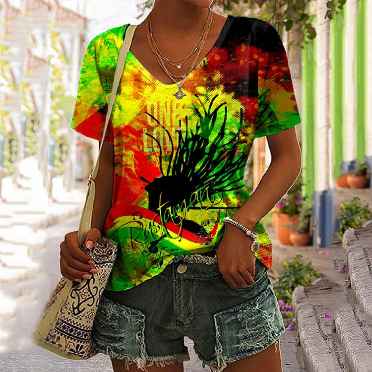 Reggae Print Short Sleeve T-Shirt
