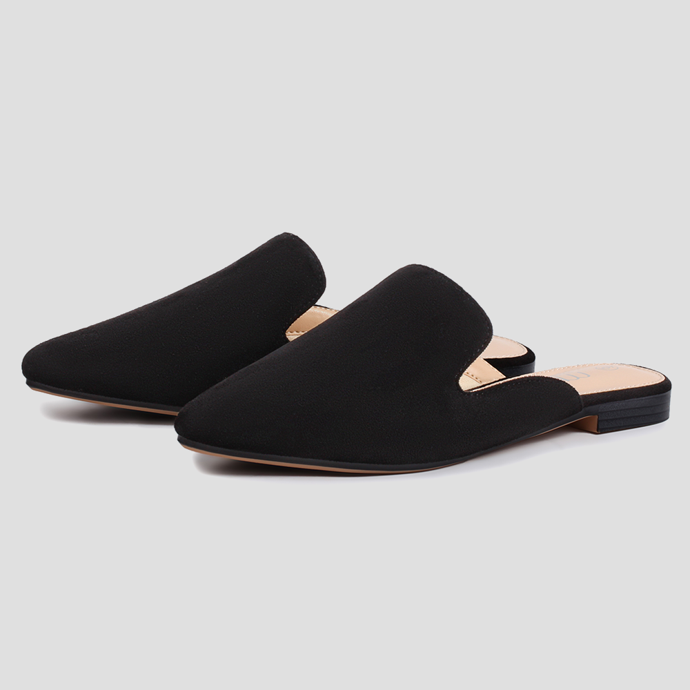 【INCHANT ME】Suede Round Mules Slippers Mens Loafers Shoes Mules Slip-on Suede Slippers Lightweight