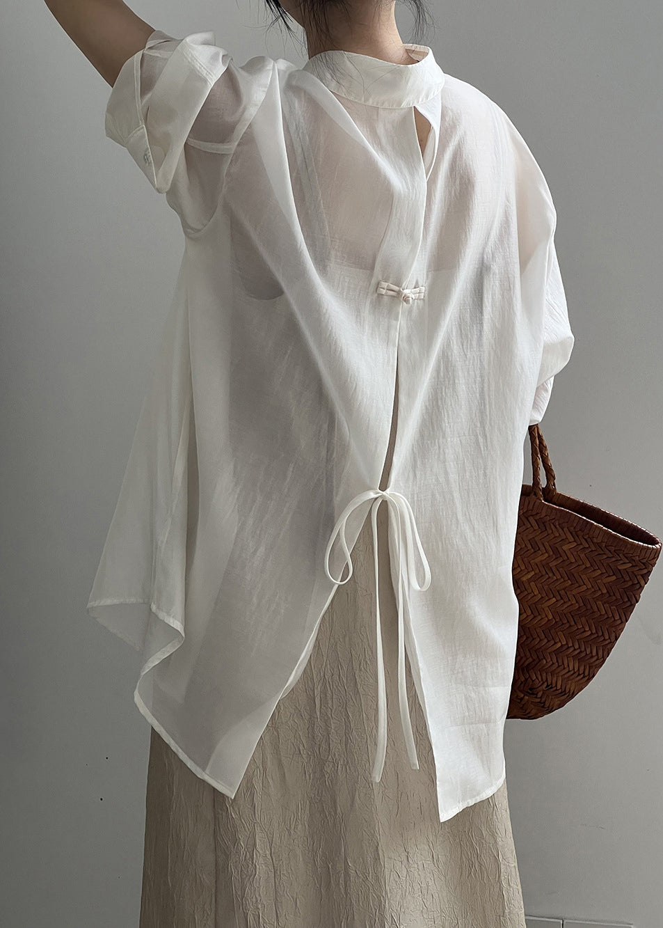 White Organic 100% Cotton Lace Peter Pan Collar Shirt