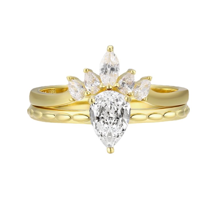 Waterdrop Crown Brass Ring