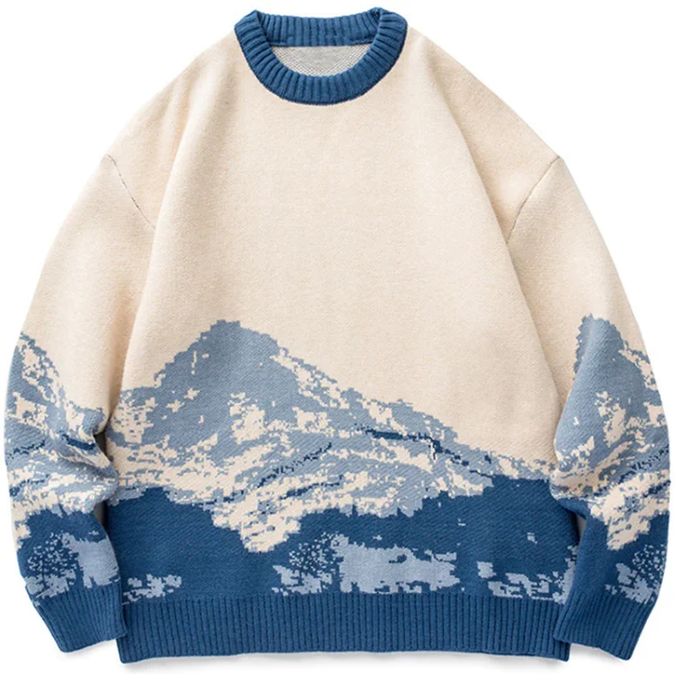 Snow Mountain Knitted Sweater Winter Casual Pullover Knitwear