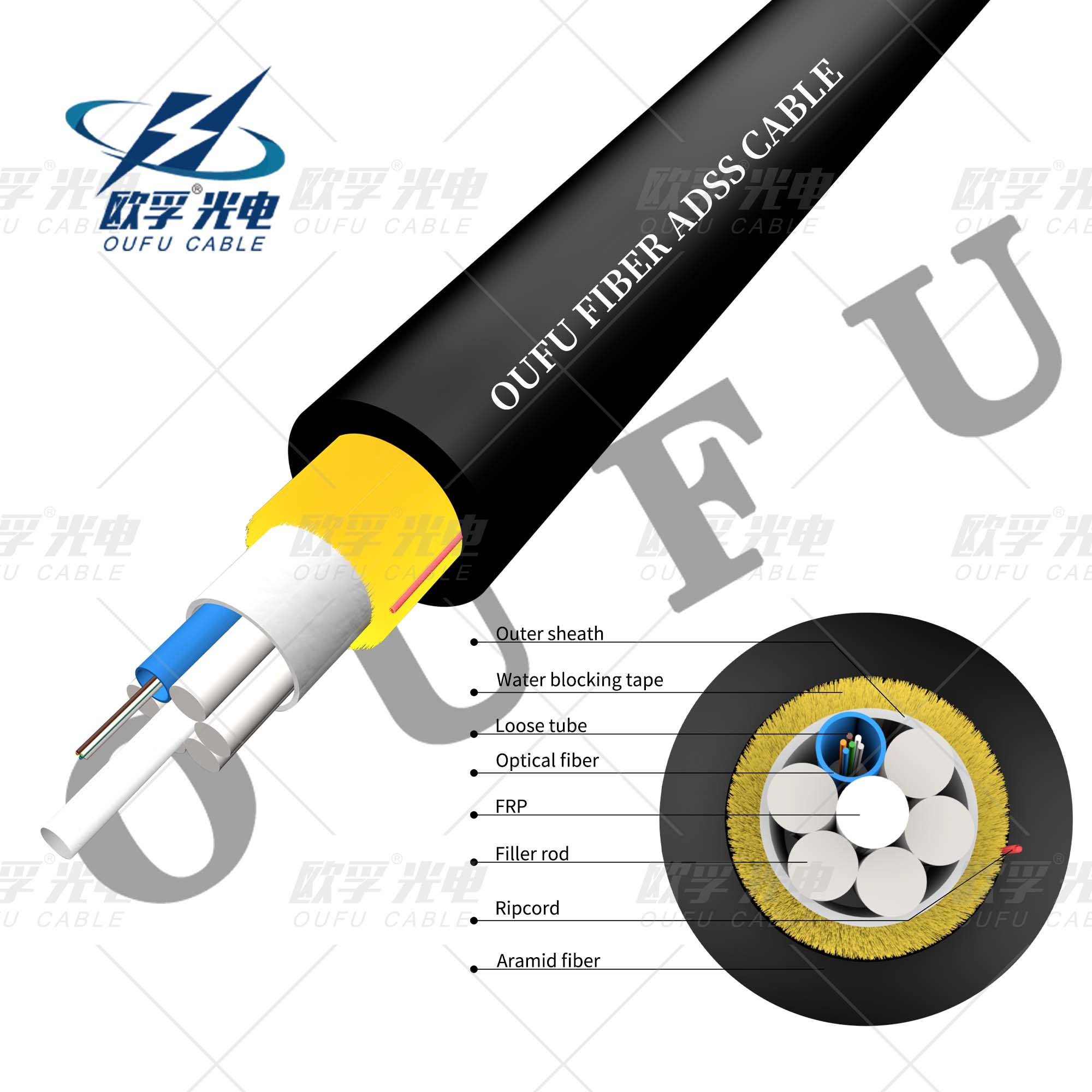 ADSS 6 Core Outdoor  Fiber Optic Cable