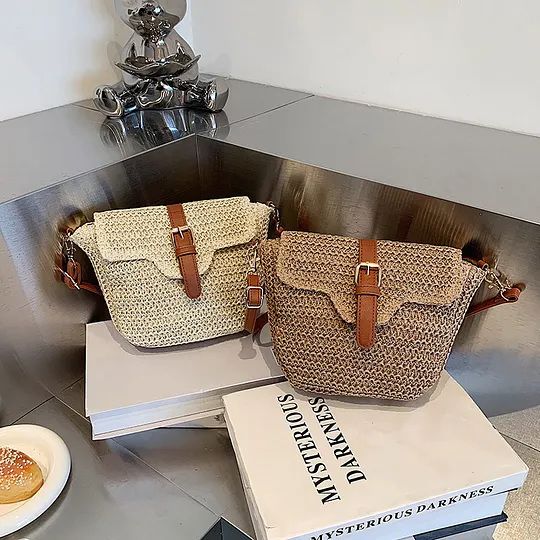 Bohemian Ethnic Style Straw Bag Women's 2025 New Summer Crossbody Mobile Phone Bag Seaside Holiday Beach Bag
