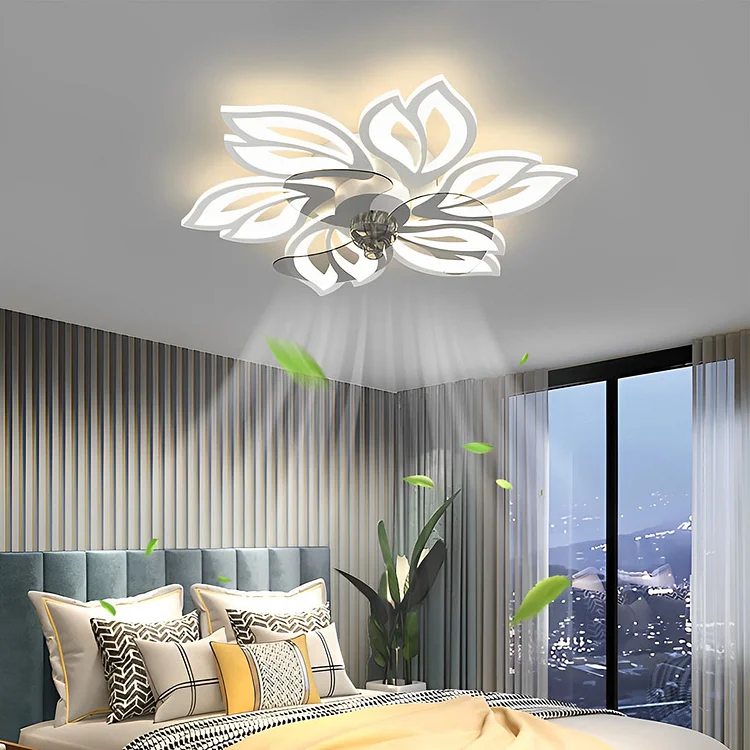 Flower Smart Silent Stepless Dimming LED Modern Ceiling Fan Light - Appledas