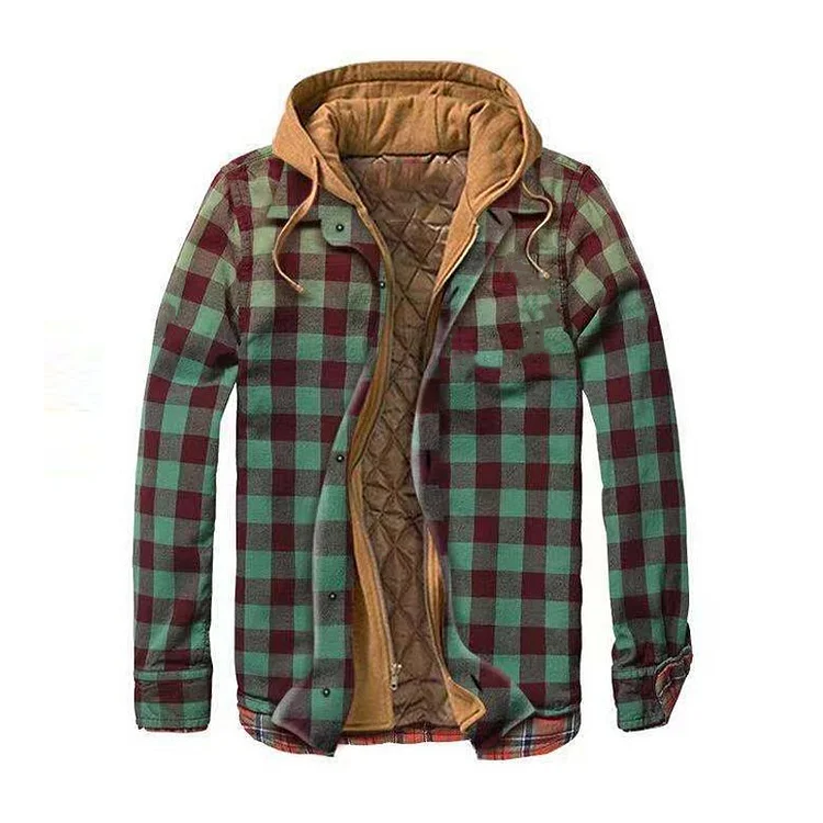Men's Lined Hooded Flannel Jacket
