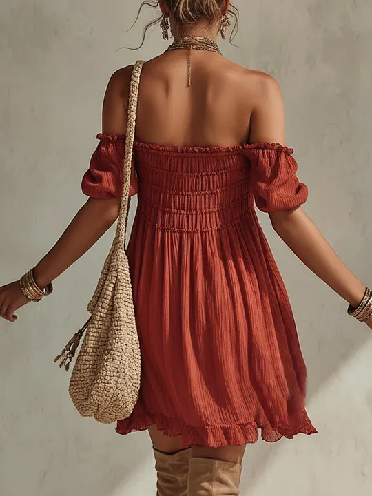 Vintage Red Chiffon Embroidered Dress