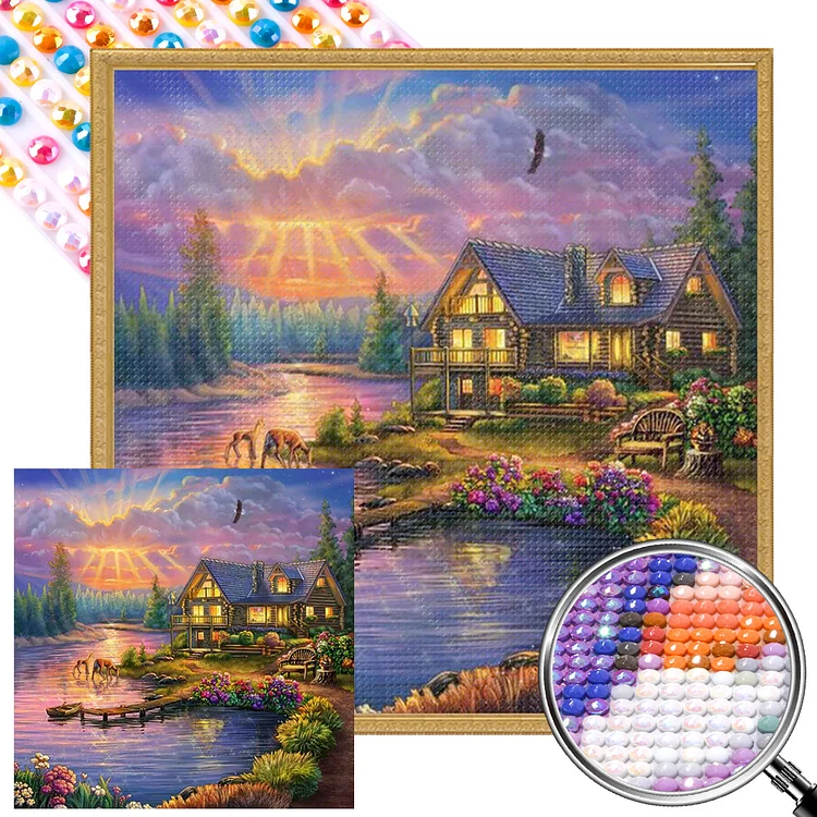 Garden House  - Full Round(Partial AB Drill) - Diamond Painting(45*45cm)