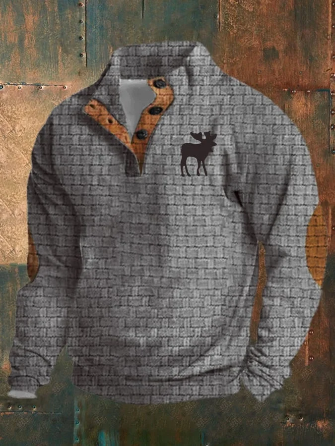 Men'S Casual Retro Printed Long Sleeve Sweatshirt