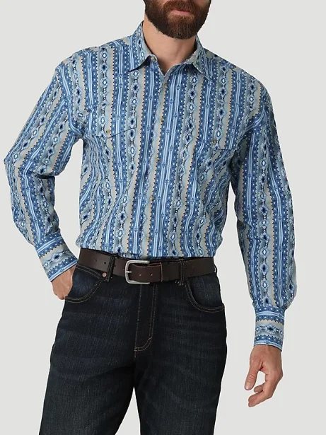 Men Stripe Long Sleeve Button Shirt