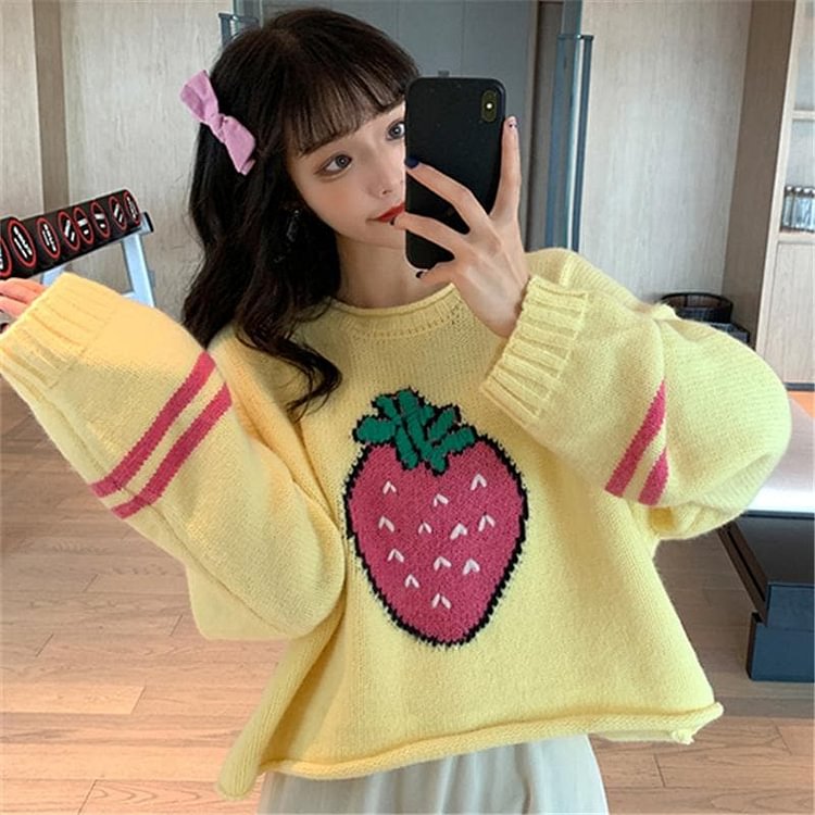 Sweet Strawberry Short Knit Jumper SP15288