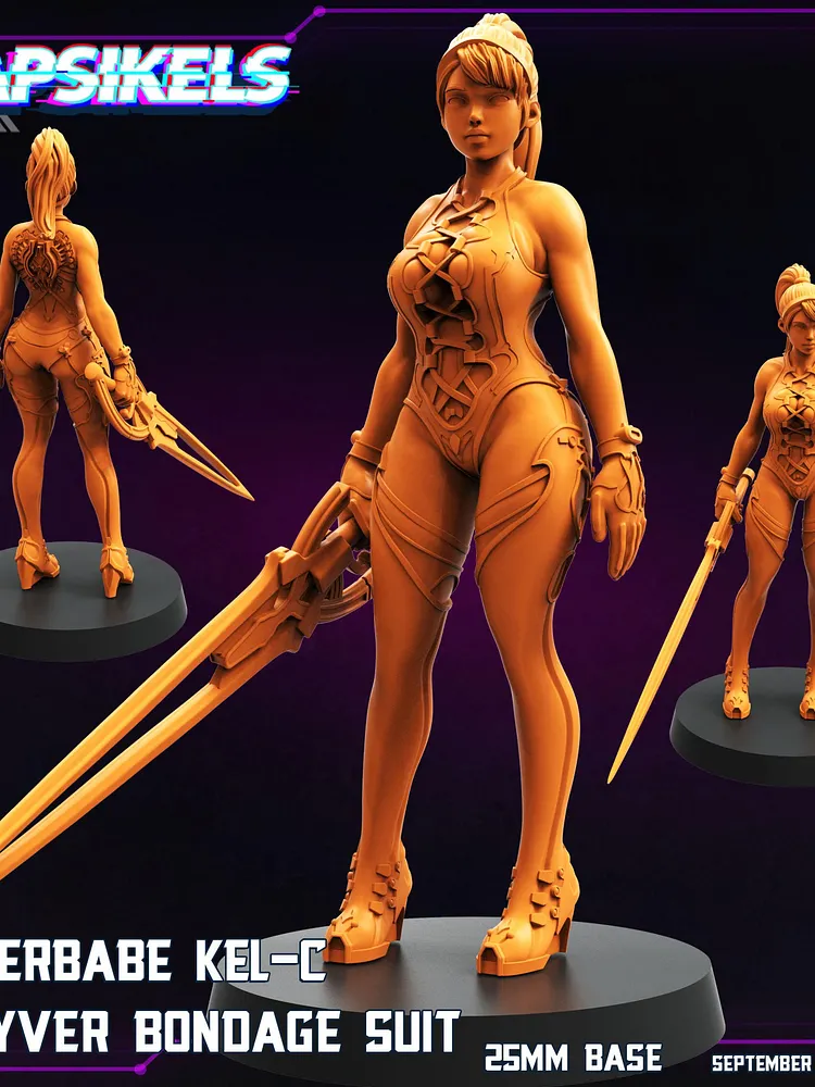 pornhint Pornhint Cyber Babe Kel-C Zayver Bondage Suit 25mm base by Papsikels Great for Cyberpunk,Shadowrun, and other Scifi Tabletop Games bondage table