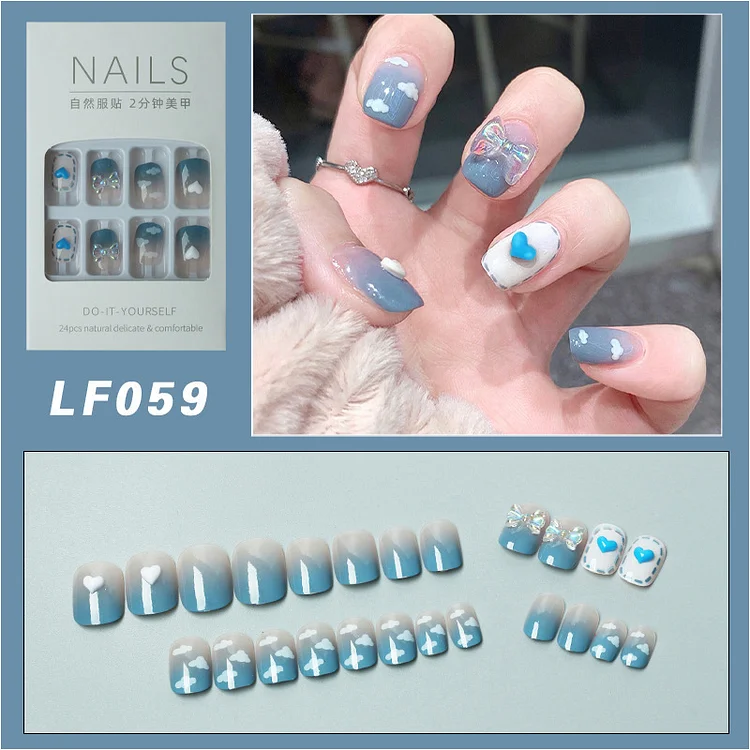 Nail Stickers Blue Sky and White Clouds Wear Armor Aurora Butterfly Wear Armor Piece Removable Fake Nails