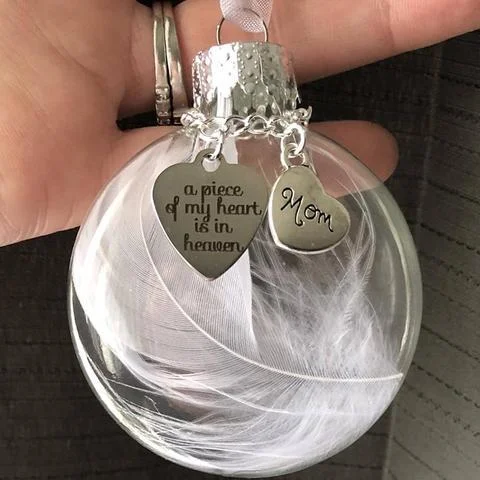 Memorial Ornament Feather Ball Decoration A Piece of My Heart Is In Heaven
