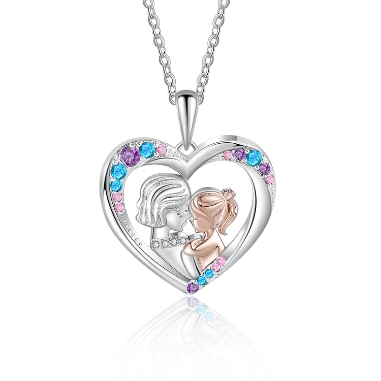 Grandmother and Granddaughter Heart Necklace Love Heart Pendant Necklace for Her