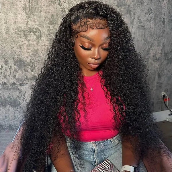 Deep Curly 360 Lace Front Wigs Glueless Wig With Baby Hair Natural Color