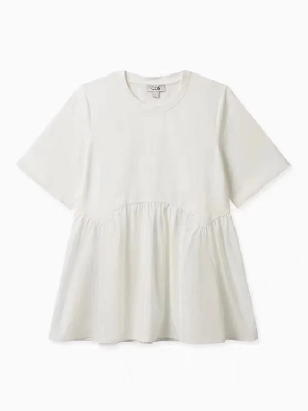 Casual Short Sleeves Roomy Split-Joint Pure Color Round-Neck T-Shirts Tops