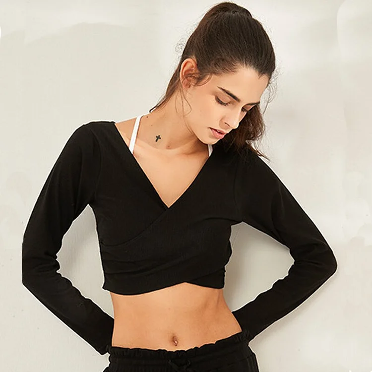 Wrapped Long Sleeve Yoga Top and Loose Pants