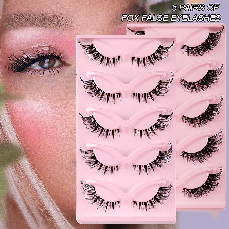 5 Pairs of Natural Dense Curled Cat Eye Eyelashes
