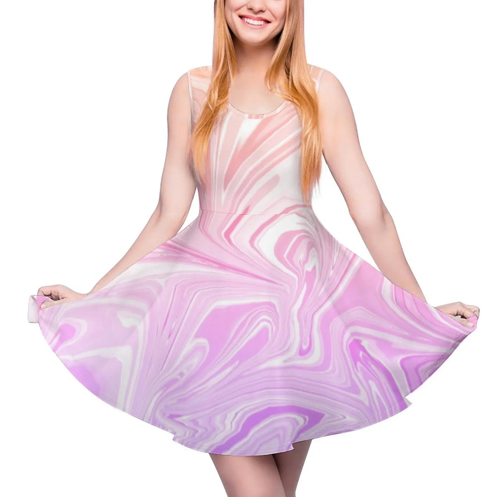 pastel marble dress Pastel Marble Sundress Sweetheart Neck Fairycore Summer Dress Kawaii Heaven
