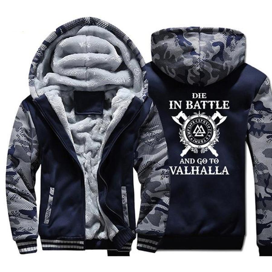 Men Men Hooded Sweatshirt Coat Winter Warm Fleece Thick Son of Odin Hoodie Jacket