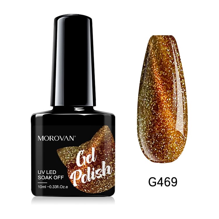 Morovan Brown/Orange Glitter Cat Eye Gel Nail Polish G469