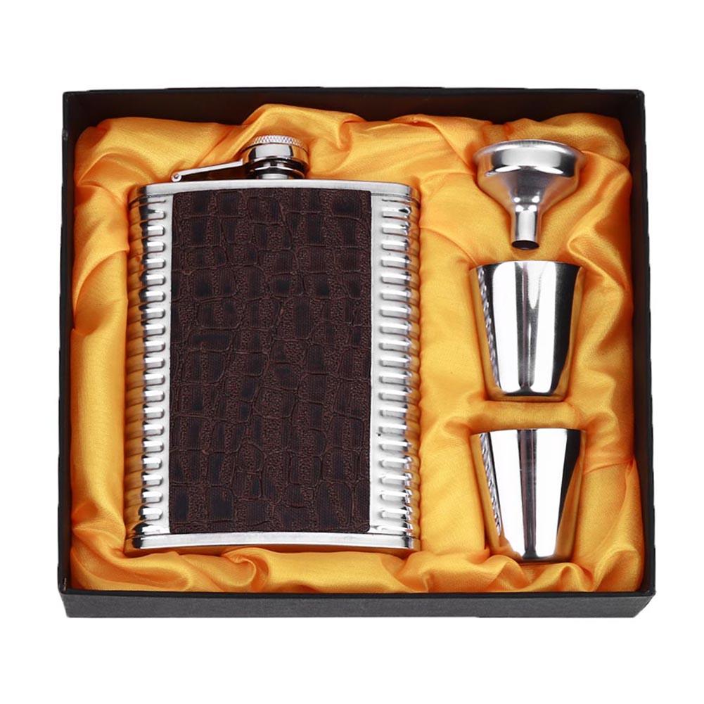 8oz Leather Stainless Steel Hip Flask Set Whiskey Flagon with Funnel Cups, 501 Original
8oz Leather Stainless Steel Hip Flask Set Whiskey Flagon with Funnel Cups, 501 Original