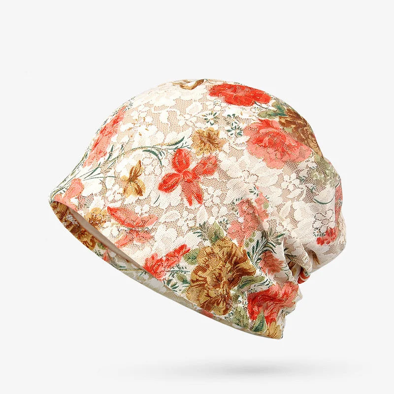 Women's Floral Printed Casual Lace Baotou Hat