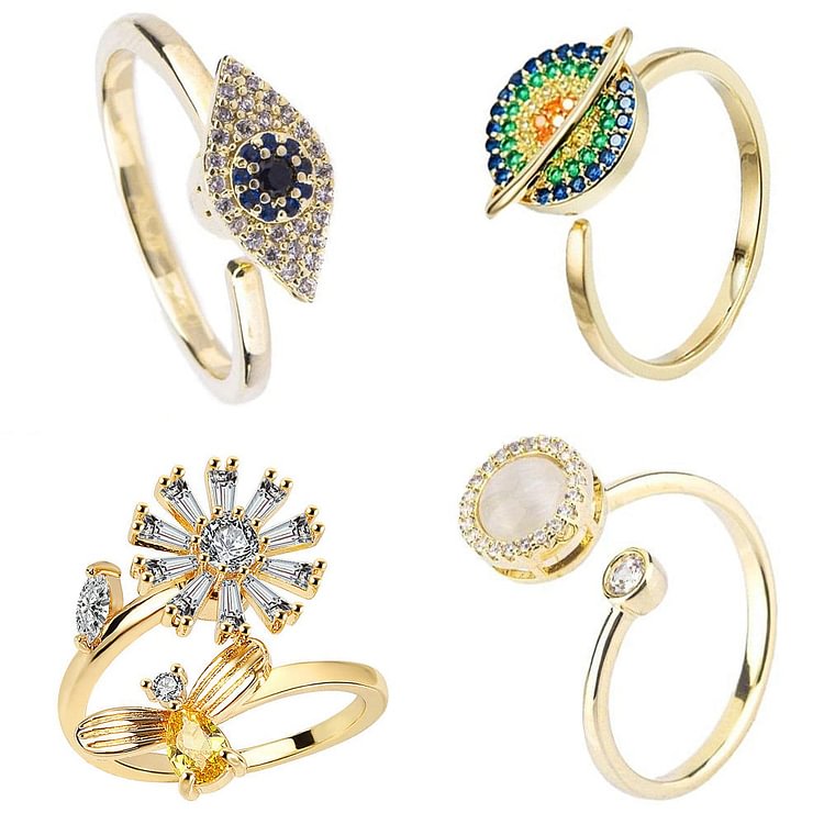Golden Spinning Top Ring Set