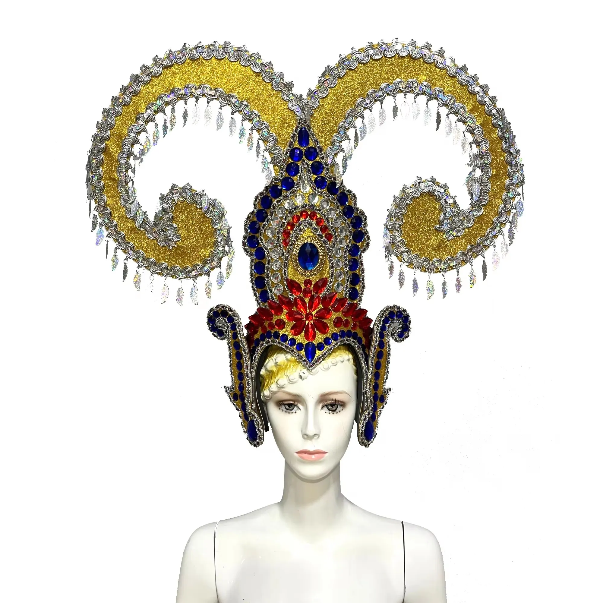VCSHOES Feather headdress samba costume carnival halloween party bar performance hat makeup dance wings parade
