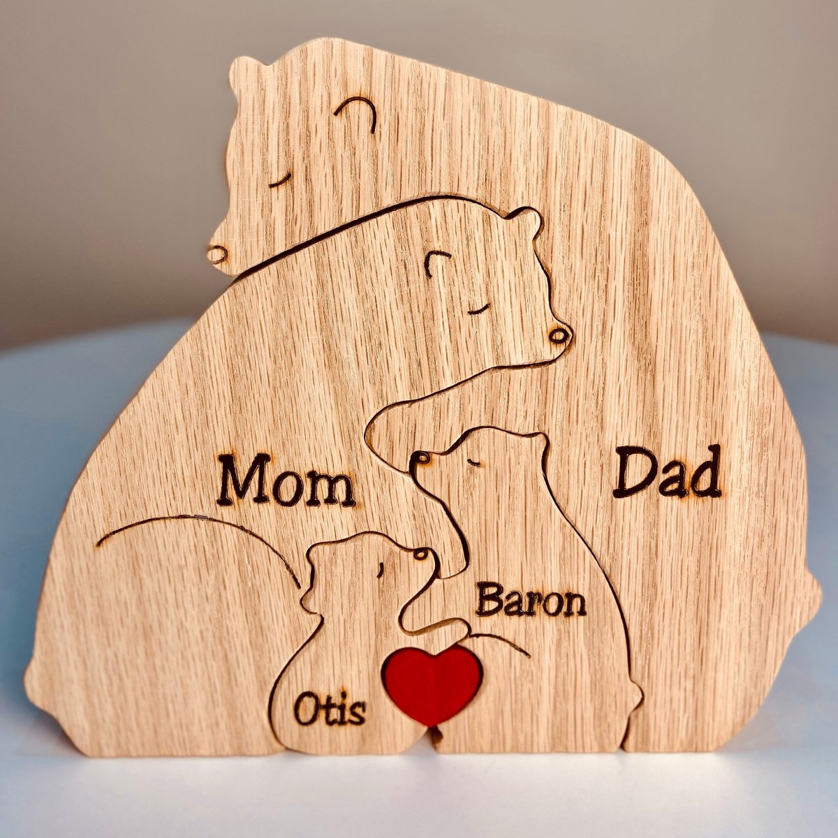 Sculpture Famille Ours En Bois - Puzzle Art Déco - Cadeau Déco Table