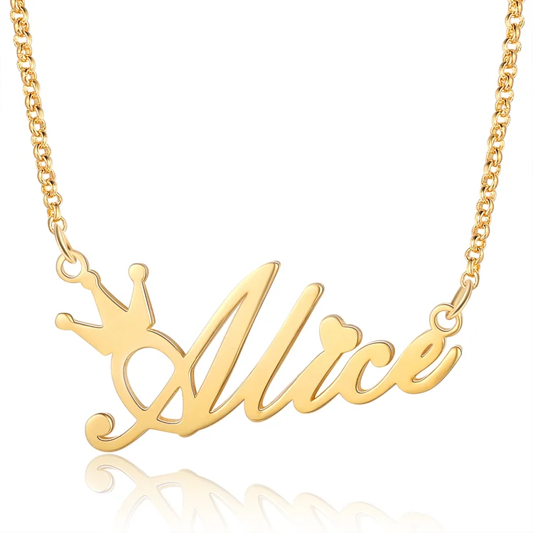 Personalized Crown Name Necklace Custom Name Classic Necklace for Kids