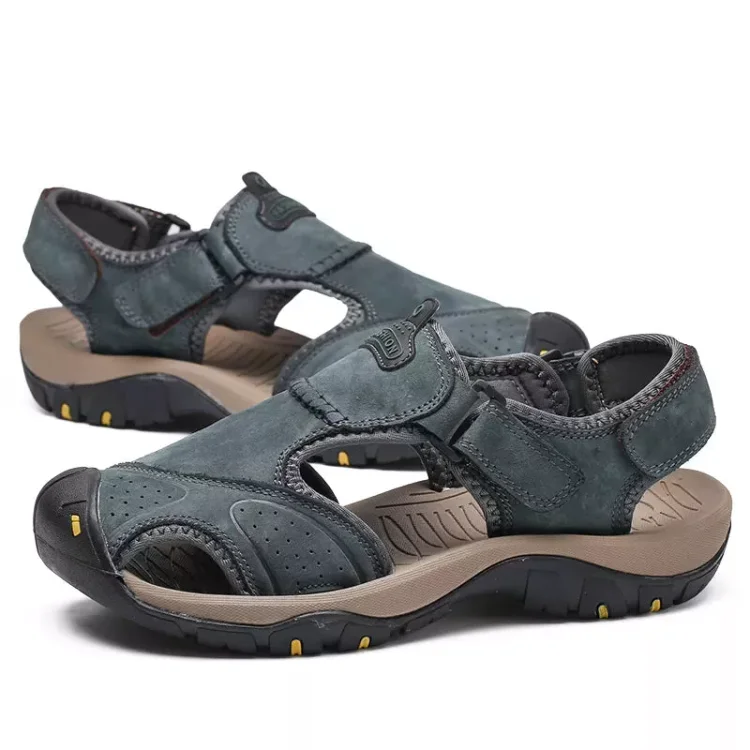 Mens Gladiator Beach Sandals - Genuine Leather - Comfort Support