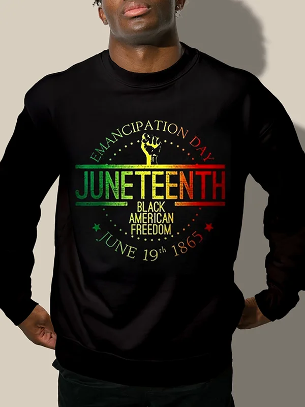 Men's Emancipation Day Juneteenth Black American Freedom Print Sweatshirt