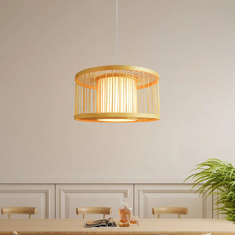Simple Lantern Rattan Pendant Light Lampshade For Dining Room
